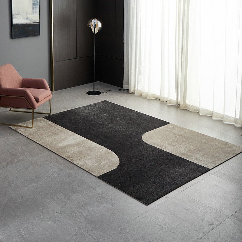 Area Rug - Bohemian, Black and Grey Abstract Pattern Design