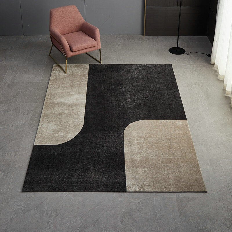 Area Rug - Bohemian, Black and Grey Abstract Pattern Design