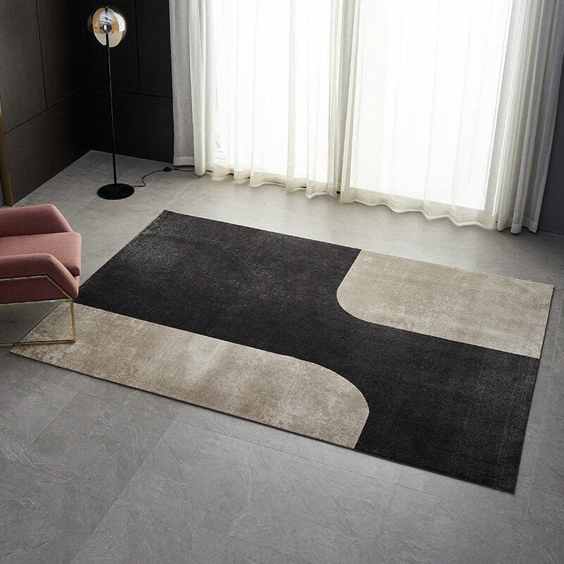 Area Rug - Bohemian, Black and Grey Abstract Pattern Design
