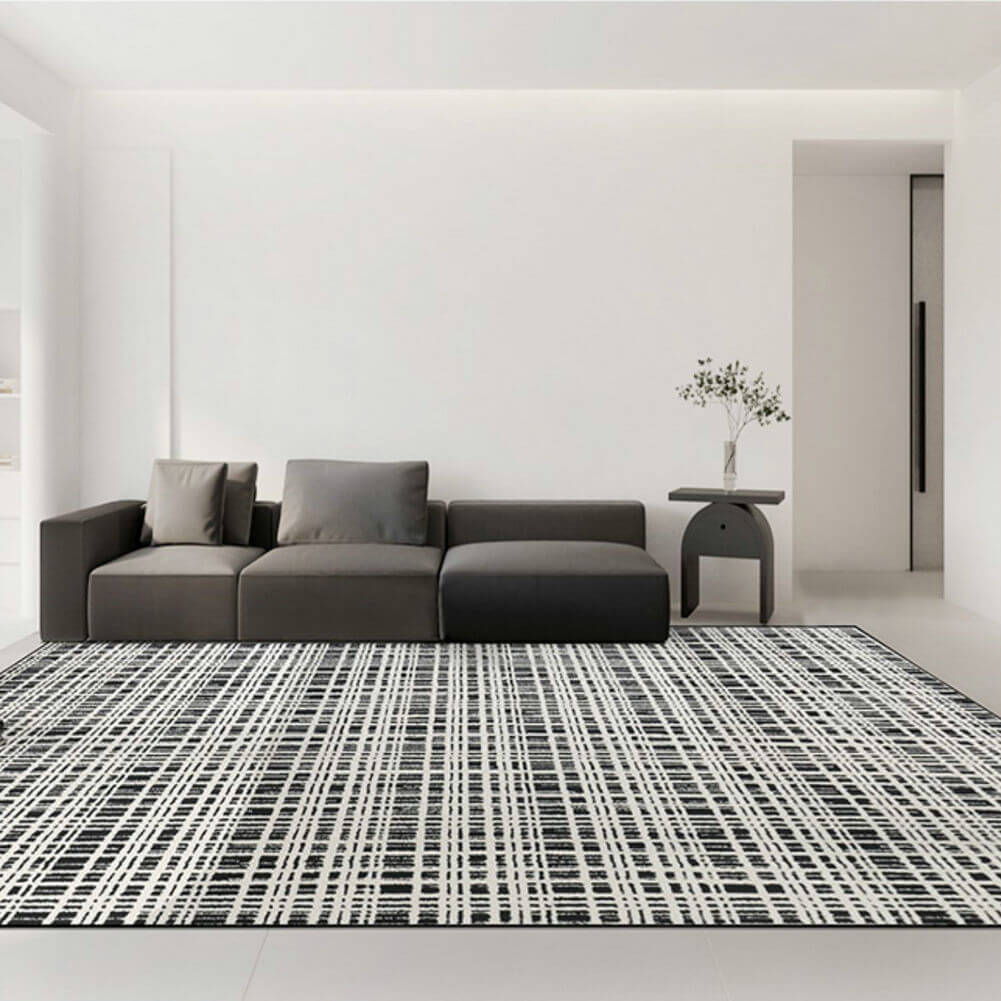 Area Rug - Bohemian, Black and White Geometric Large Modern