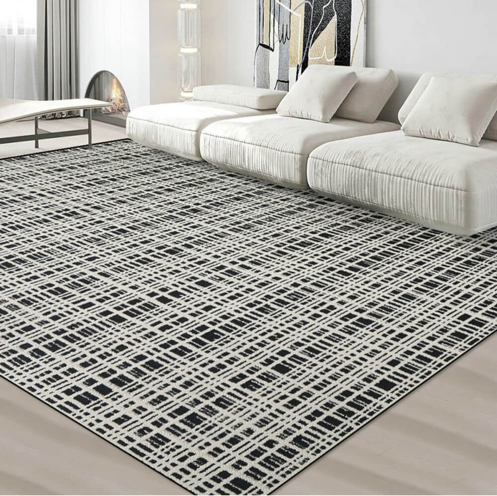 Area Rug - Bohemian, Black and White Geometric Large Modern