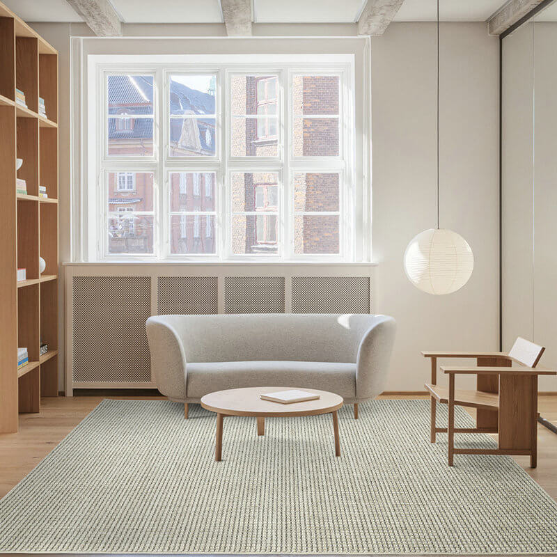 Area Rug - Bohemian, Braided Wool Light Grey Loop Pile
