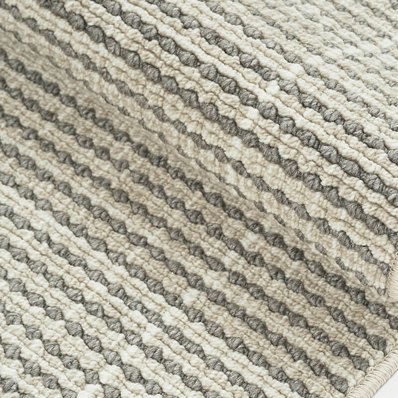 Area Rug - Bohemian, Braided Wool Light Grey Loop Pile