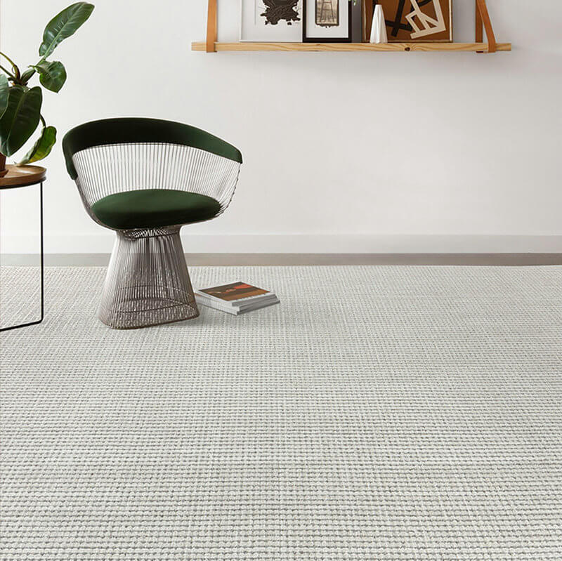 Area Rug - Bohemian, Braided Wool Light Grey Loop Pile