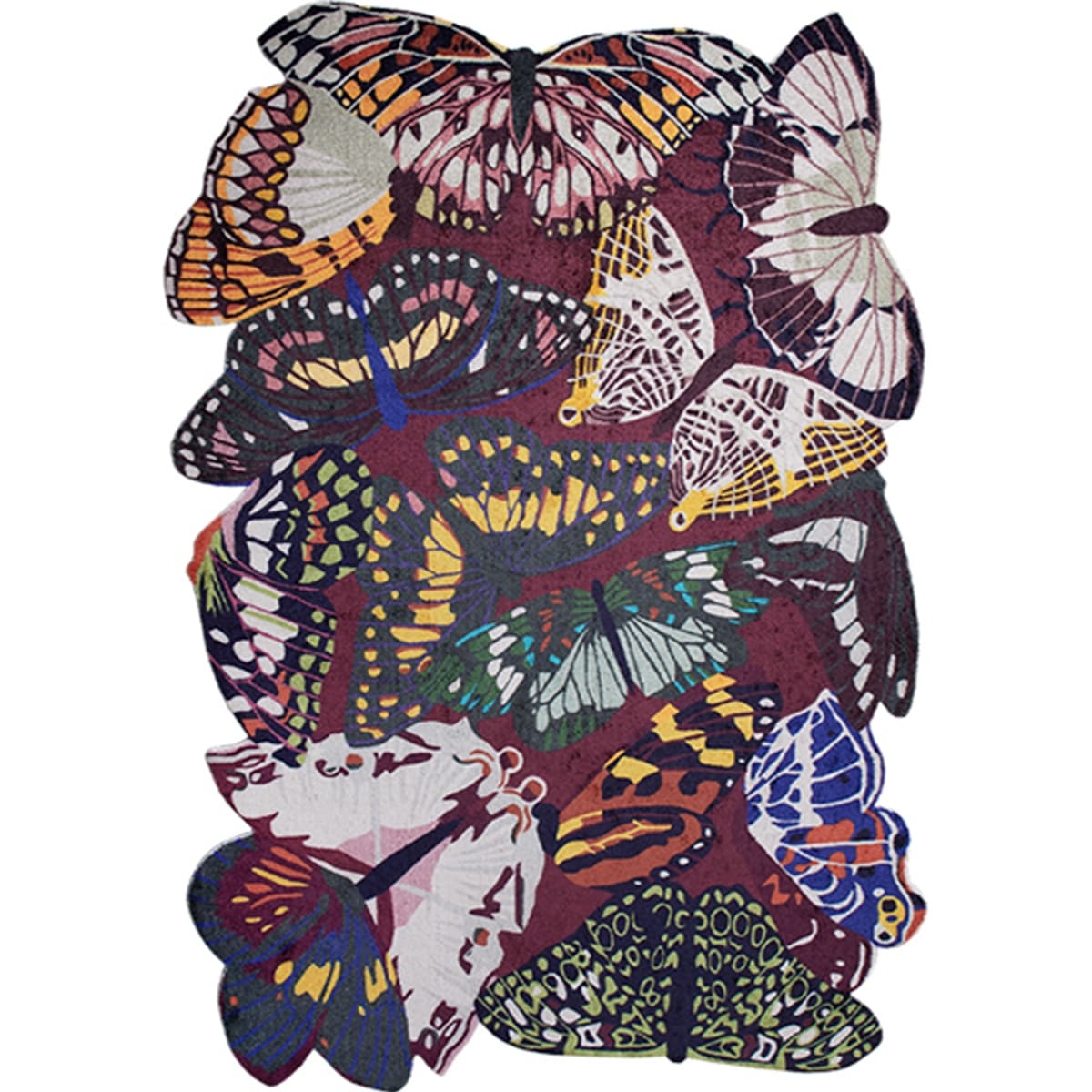 Area Rug - Bohemian, Butterfly Colorful Flying Animals