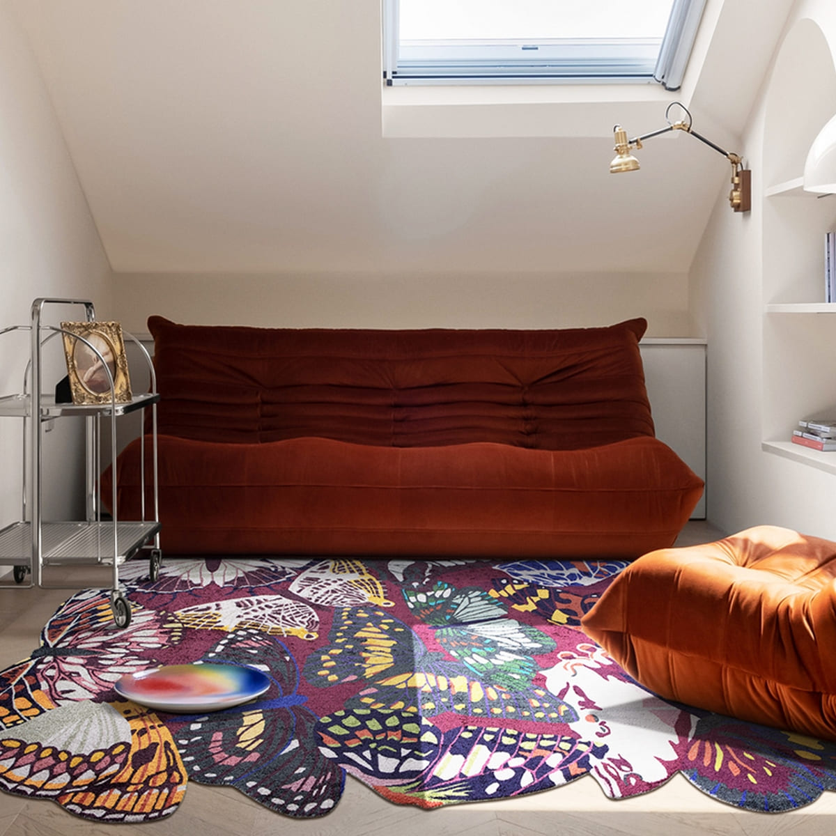 Area Rug - Bohemian, Butterfly Colorful Flying Animals