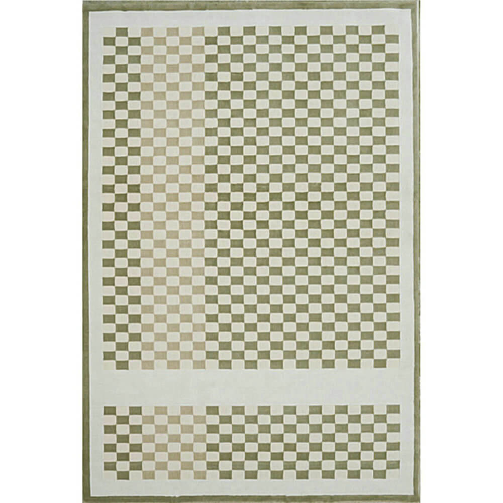 Area Rug - Bohemian, Checkerboard Area Unique Light Green