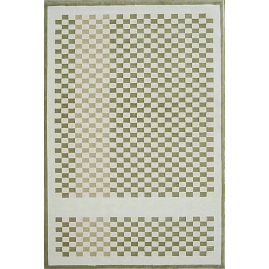 bohemian checkerboard area rug light green woven