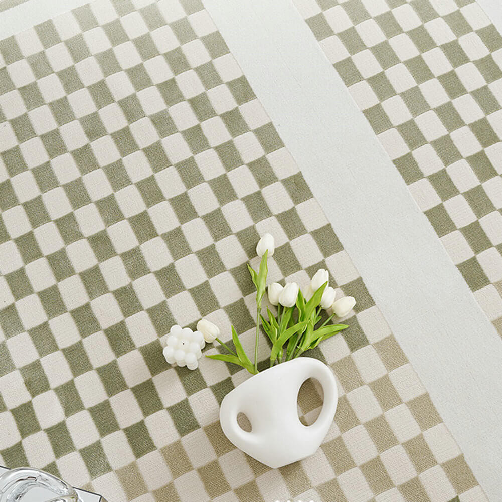 Area Rug - Bohemian, Checkerboard Area Unique Light Green