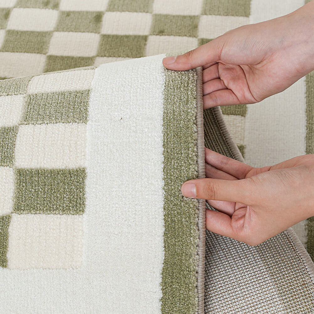 Area Rug - Bohemian, Checkerboard Area Unique Light Green