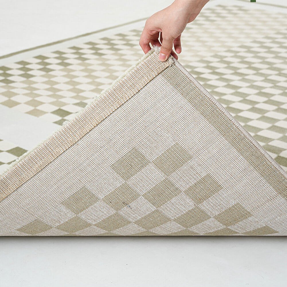 Area Rug - Bohemian, Checkerboard Area Unique Light Green