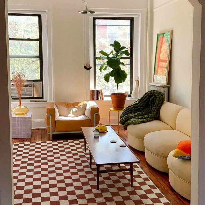 Area Rug - Bohemian, Checkerboard Colored Unique Berber
