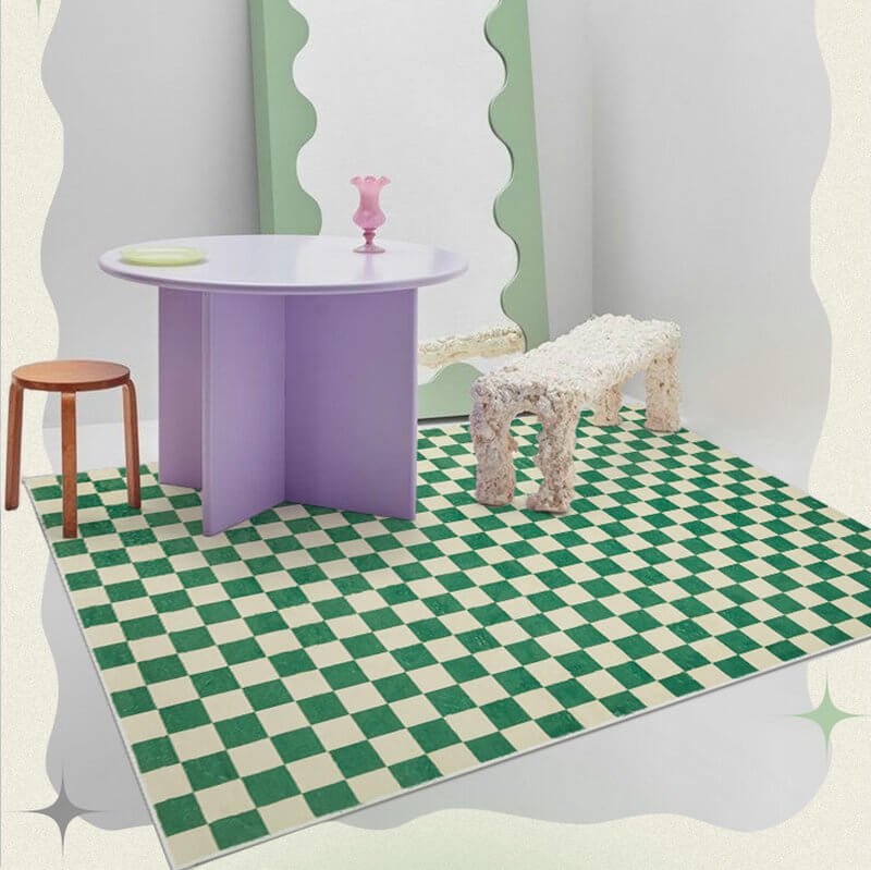 Area Rug - Bohemian, Checkerboard Colored Unique Berber