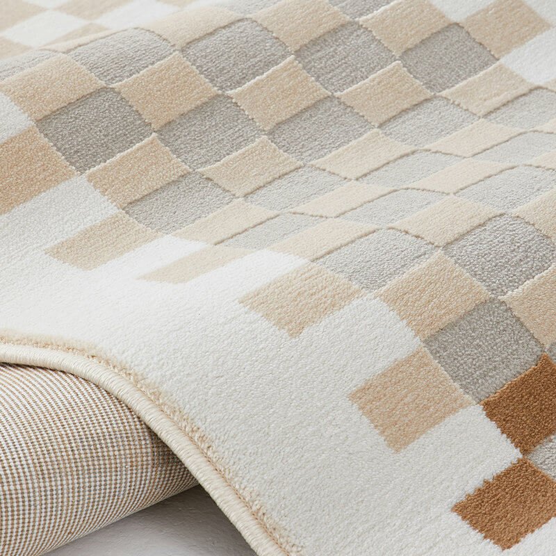 Area Rug - Bohemian, Checkered Unique Design Mixed Soft
