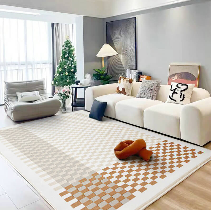 Area Rug - Bohemian, Checkered Unique Design Mixed Soft