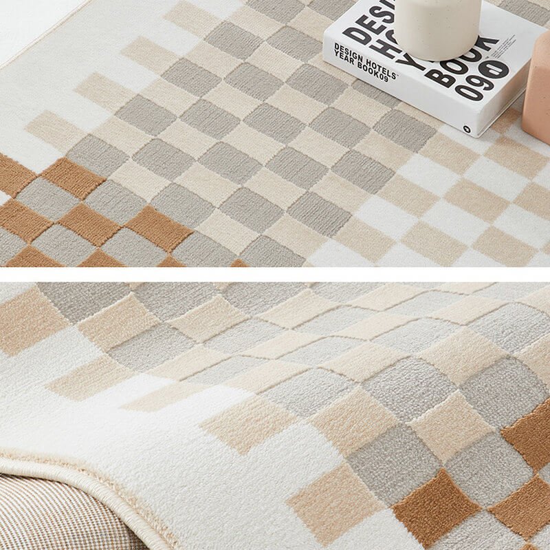 Area Rug - Bohemian, Checkered Unique Design Mixed Soft