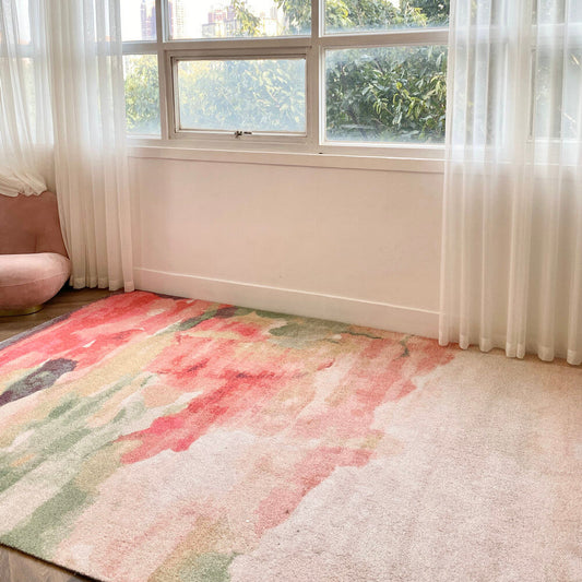 Bohemian Area Rug Soft Multi-Color Cotton Living Room