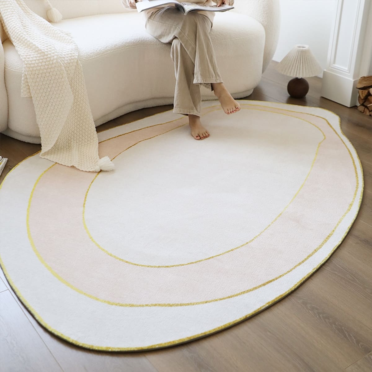 Accent Rug Bohemian Abstract Gold Soft Living Room