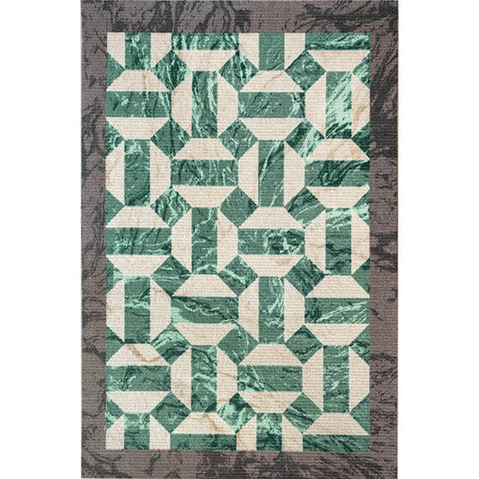 bohemian area rug emerald green geometric living room
