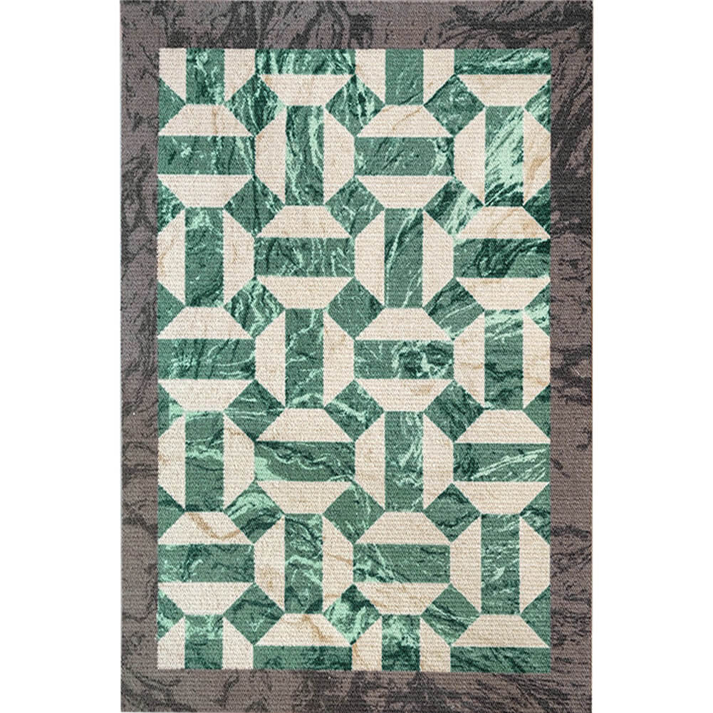 Area Rug - Bohemian, Emerald Green Unique Geometric Pattern