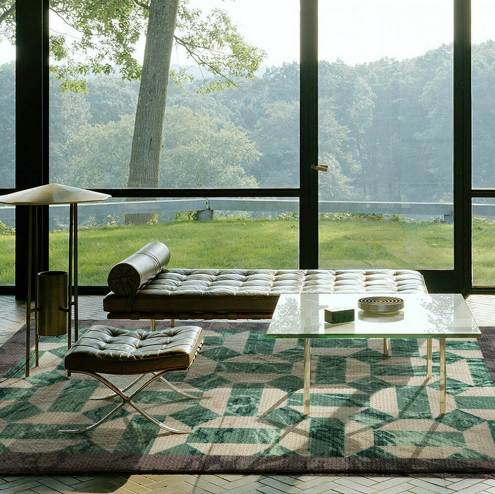Area Rug - Bohemian, Emerald Green Unique Geometric Pattern