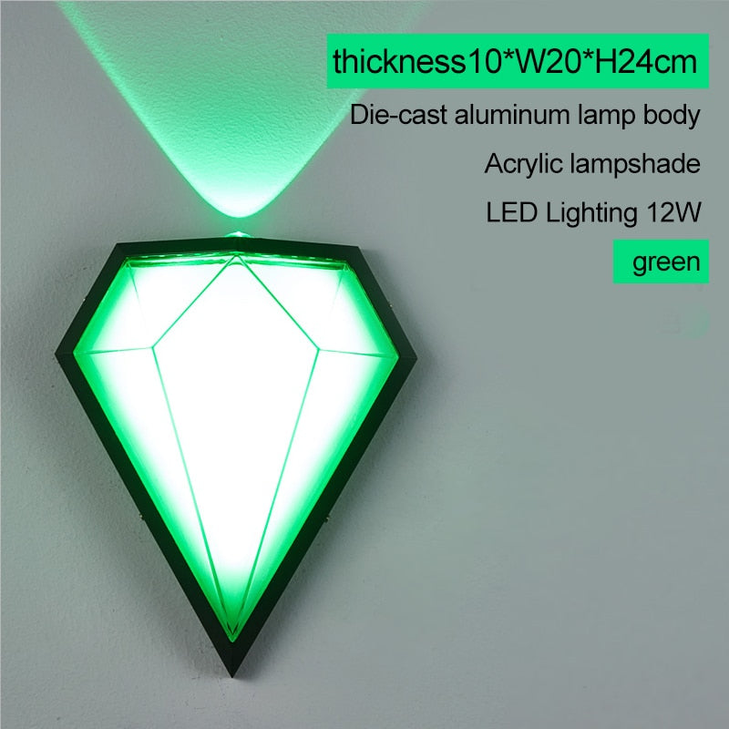 Outdoor Wall Light Modern Diamond Porch Waterproof LED