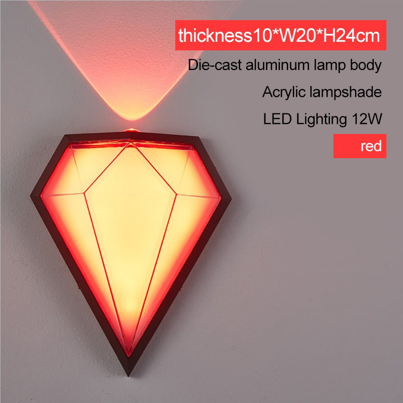 Outdoor Wall Light Modern Diamond Porch Waterproof LED