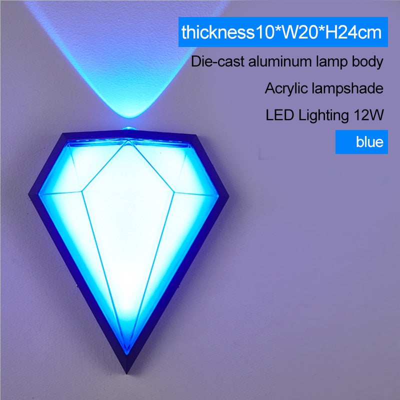 Outdoor Wall Light Modern Diamond Porch Waterproof LED