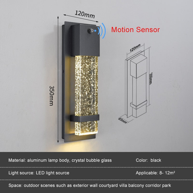 Outdoor Wall Light Modern Motion Sensor LED Waterproof