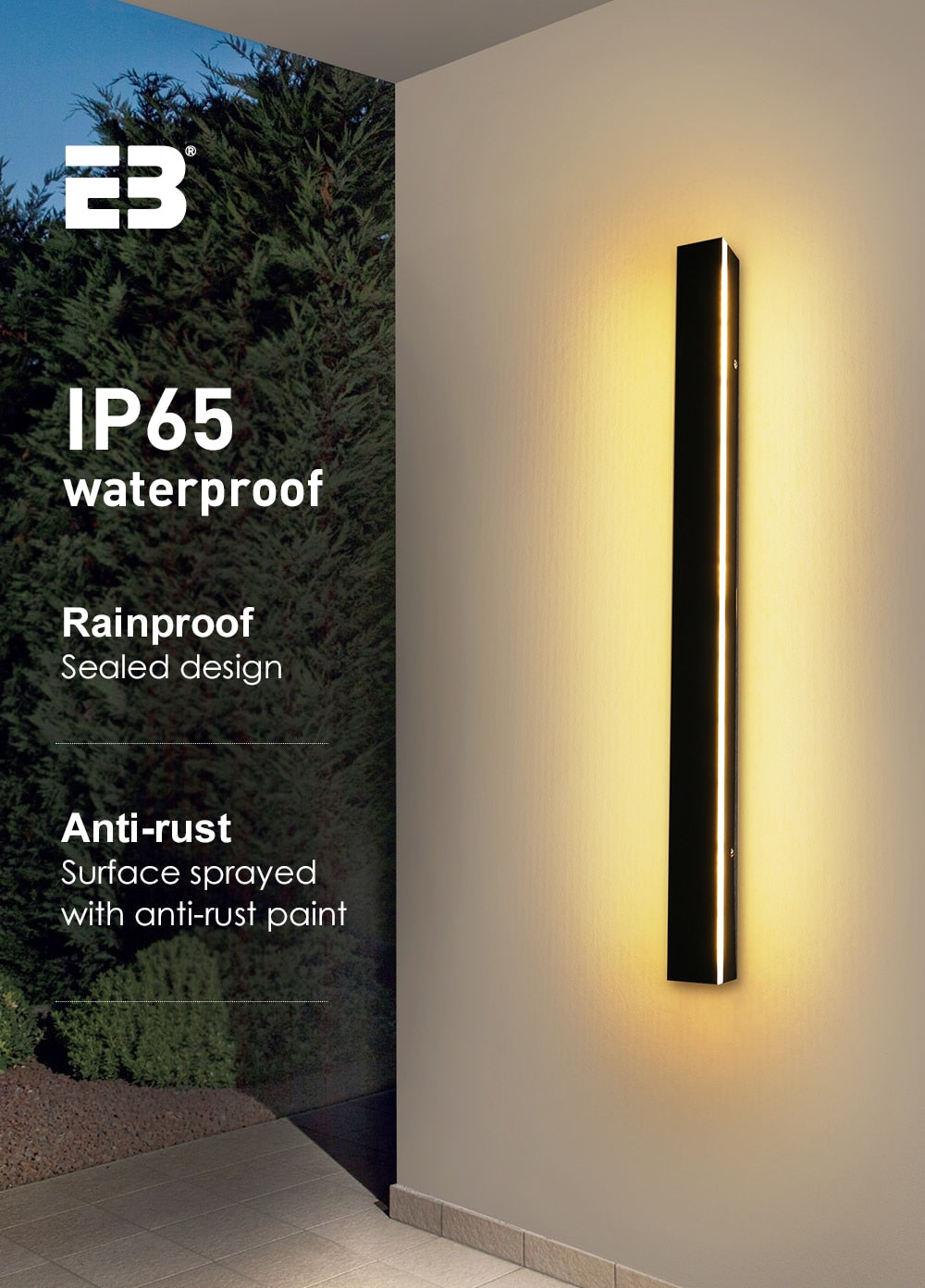 Outdoor Wall Light Modern Long Porch Garden Waterproof