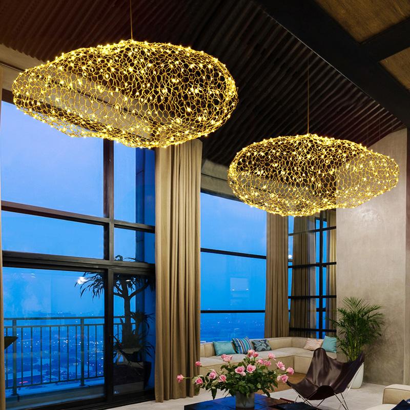 Art Deco Starlight Cloud Chandelier, LED Iron Ceiling Lamp for Living Room