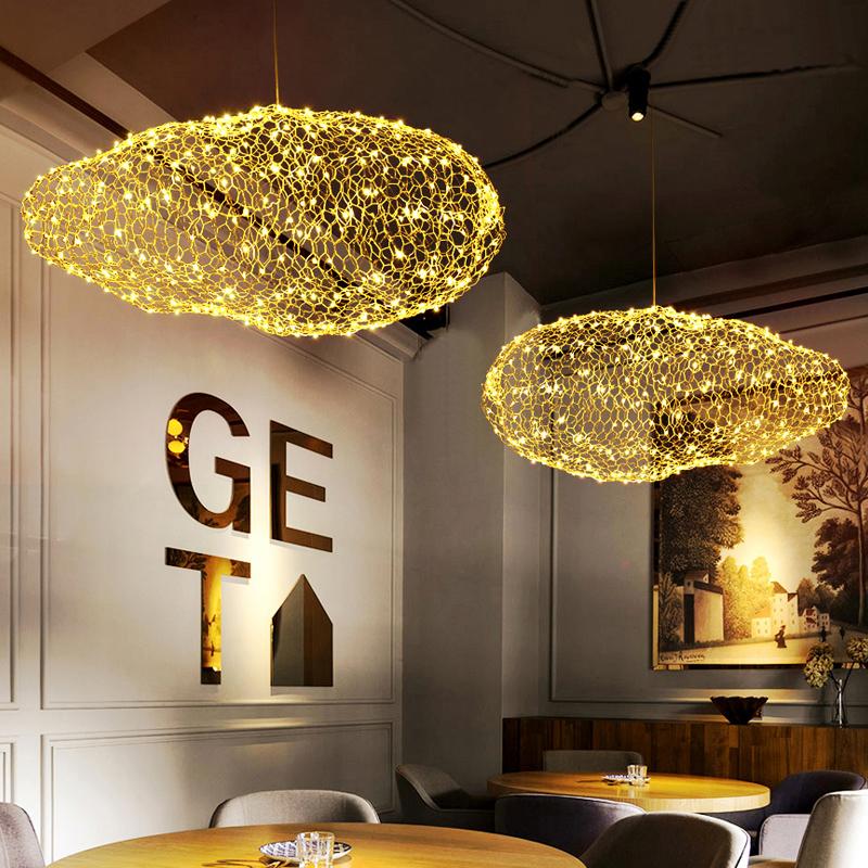 Art Deco Starlight Cloud Chandelier, LED Iron Ceiling Lamp for Living Room