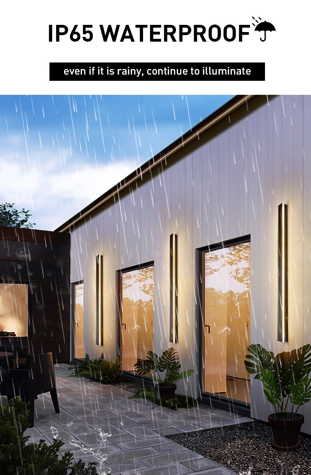Outdoor Wall Light Modern Long Porch Garden Waterproof