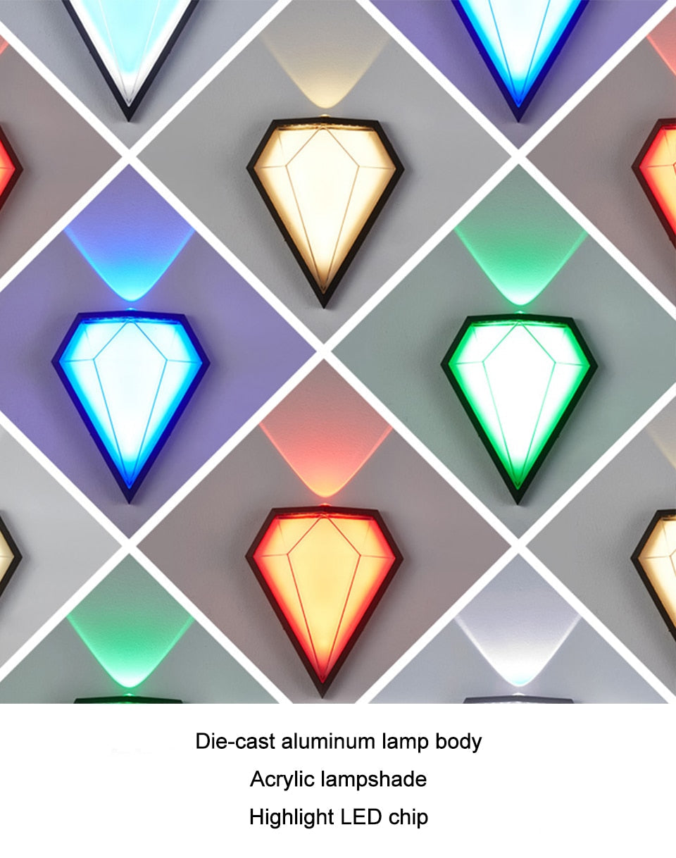 Outdoor Wall Light Modern Diamond Porch Waterproof LED