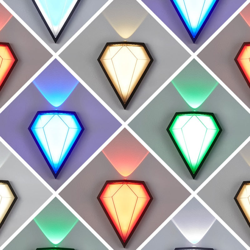 Outdoor Wall Light Modern Diamond Porch Waterproof LED