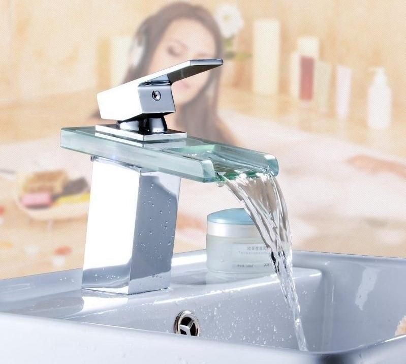 Bathroom Faucet – Brass, LED Temperature Color Changing