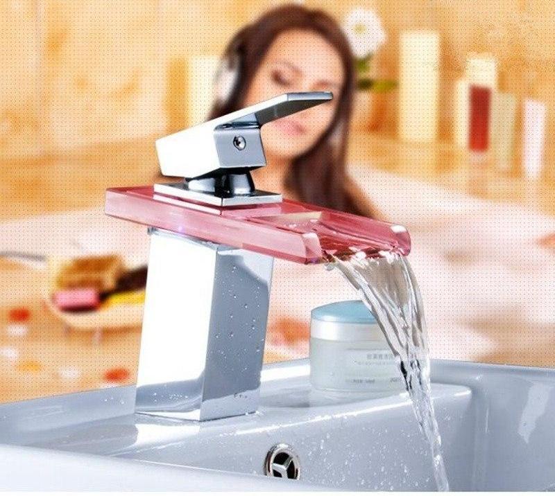 Bathroom Faucet – Brass, LED Temperature Color Changing