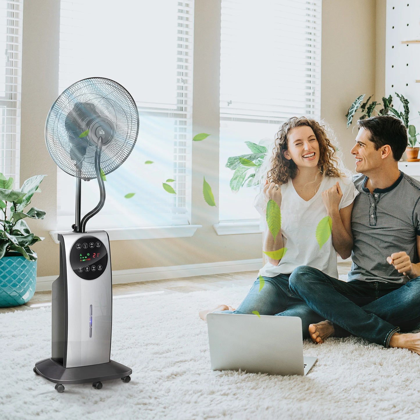Misting Fan – Pedestal 90W Tall, 12-Hour Timer, Patio