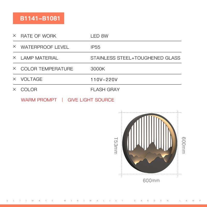 Outdoor Wall Light Modern Waterproof Garden Patio