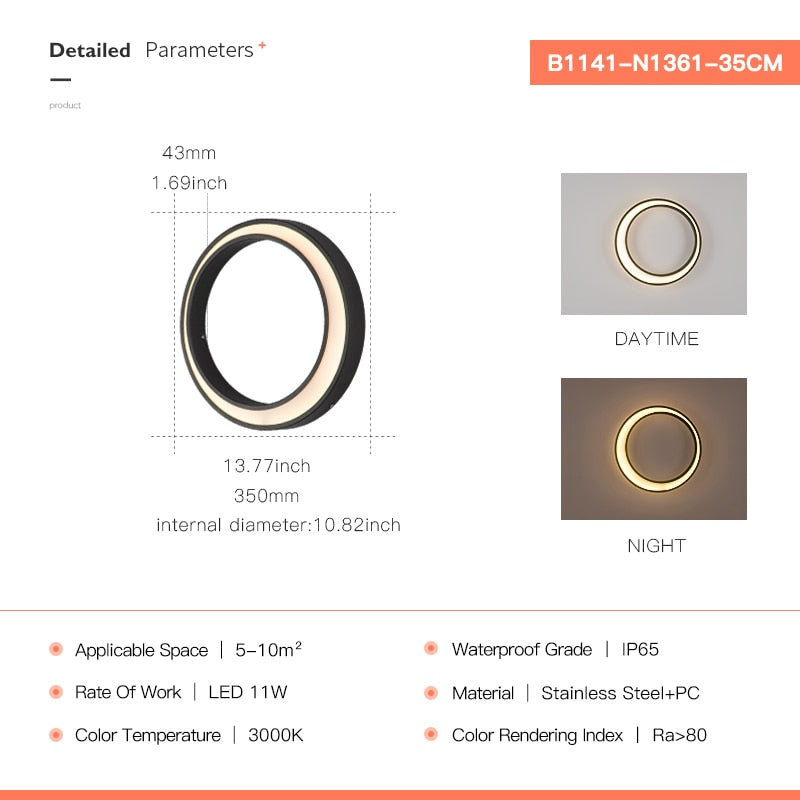 Modern Outdoor Wall Light Waterproof Garden Patio