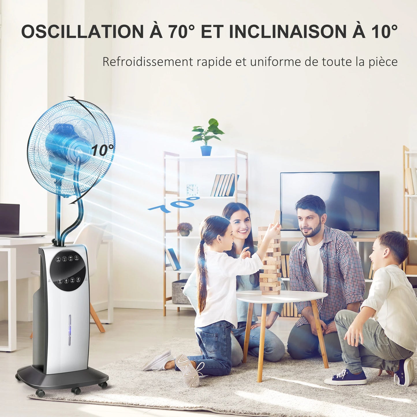 Misting Fan – Pedestal 90W Tall, 12-Hour Timer, Patio