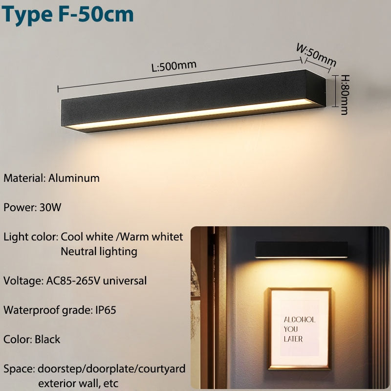 Outdoor Wall Sconce Modern LED Waterproof Patio Light