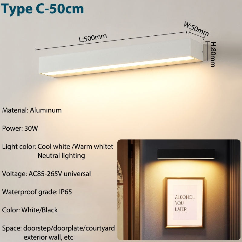 Outdoor Wall Sconce Modern LED Waterproof Patio Light