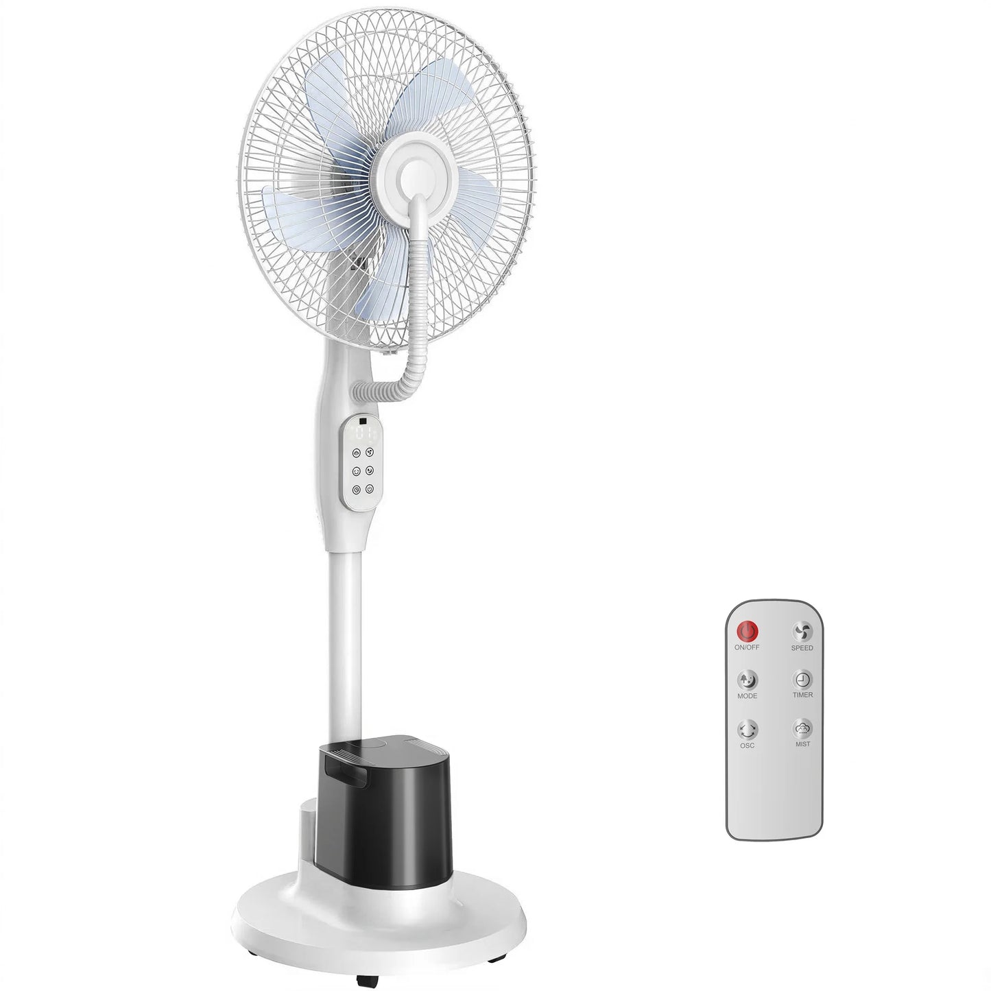 Misting Fan – Pedestal Oscillating 3-Speed, White Patio