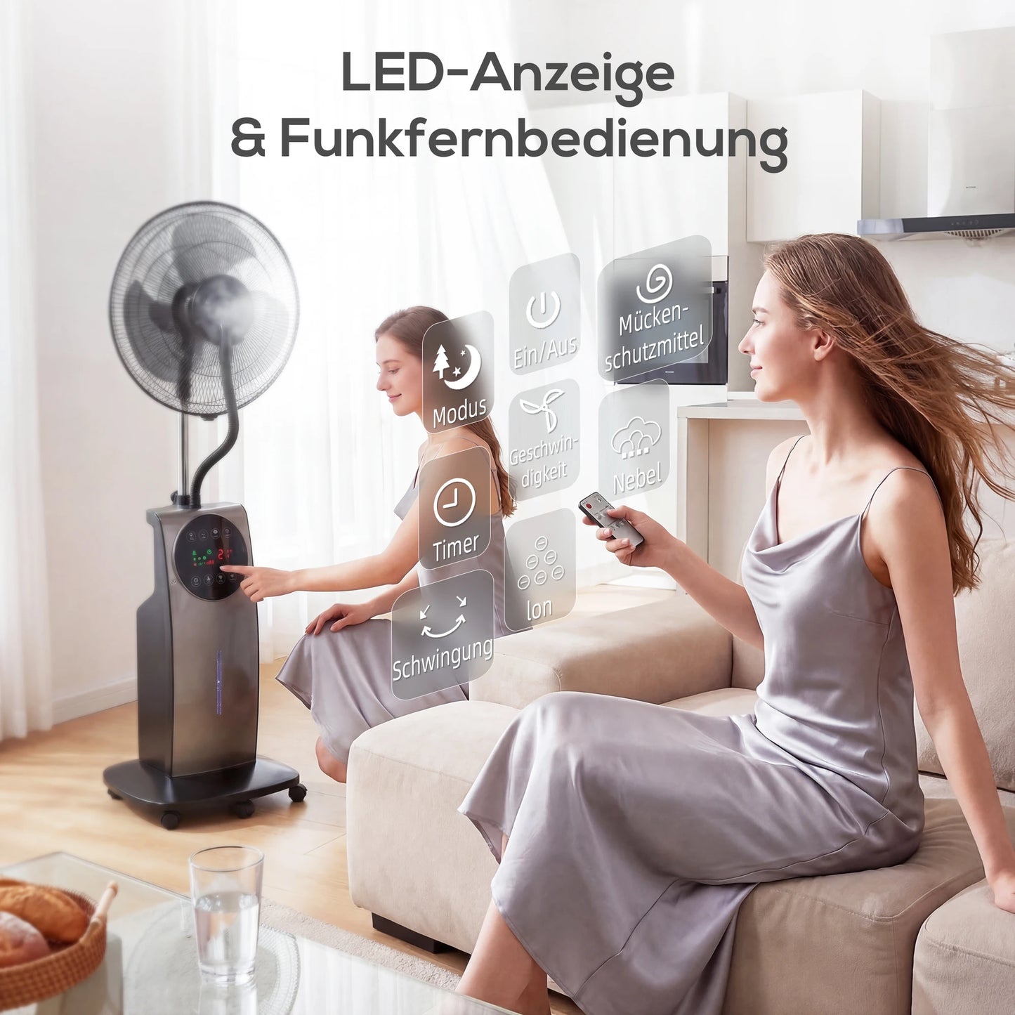 Misting Fan – Pedestal 16" Remote, Negative Ion, Patio