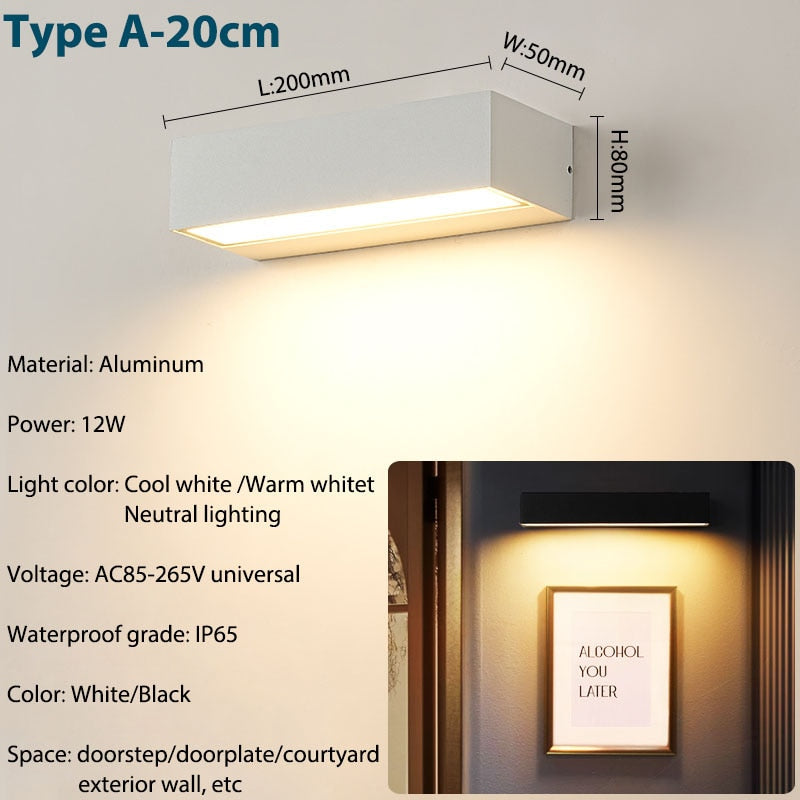 Outdoor Wall Sconce Modern LED Waterproof Patio Light