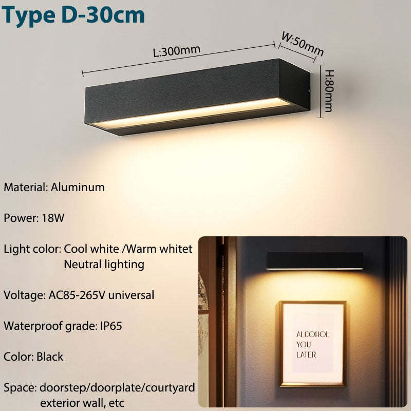 Outdoor Wall Sconce Modern LED Waterproof Patio Light