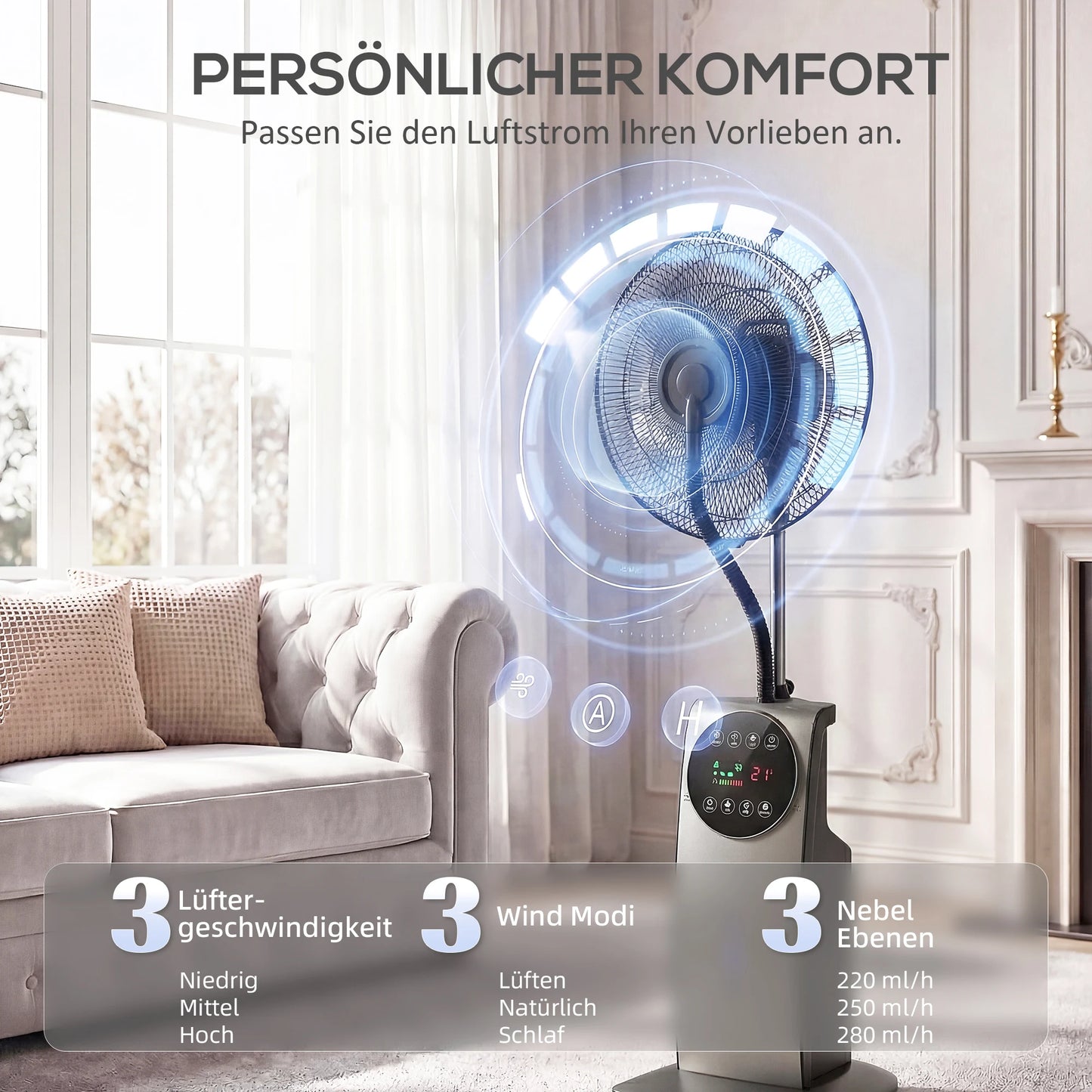 Misting Fan – Pedestal 16" Remote, Negative Ion, Patio