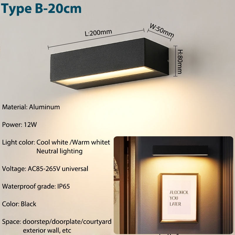Outdoor Wall Sconce Modern LED Waterproof Patio Light