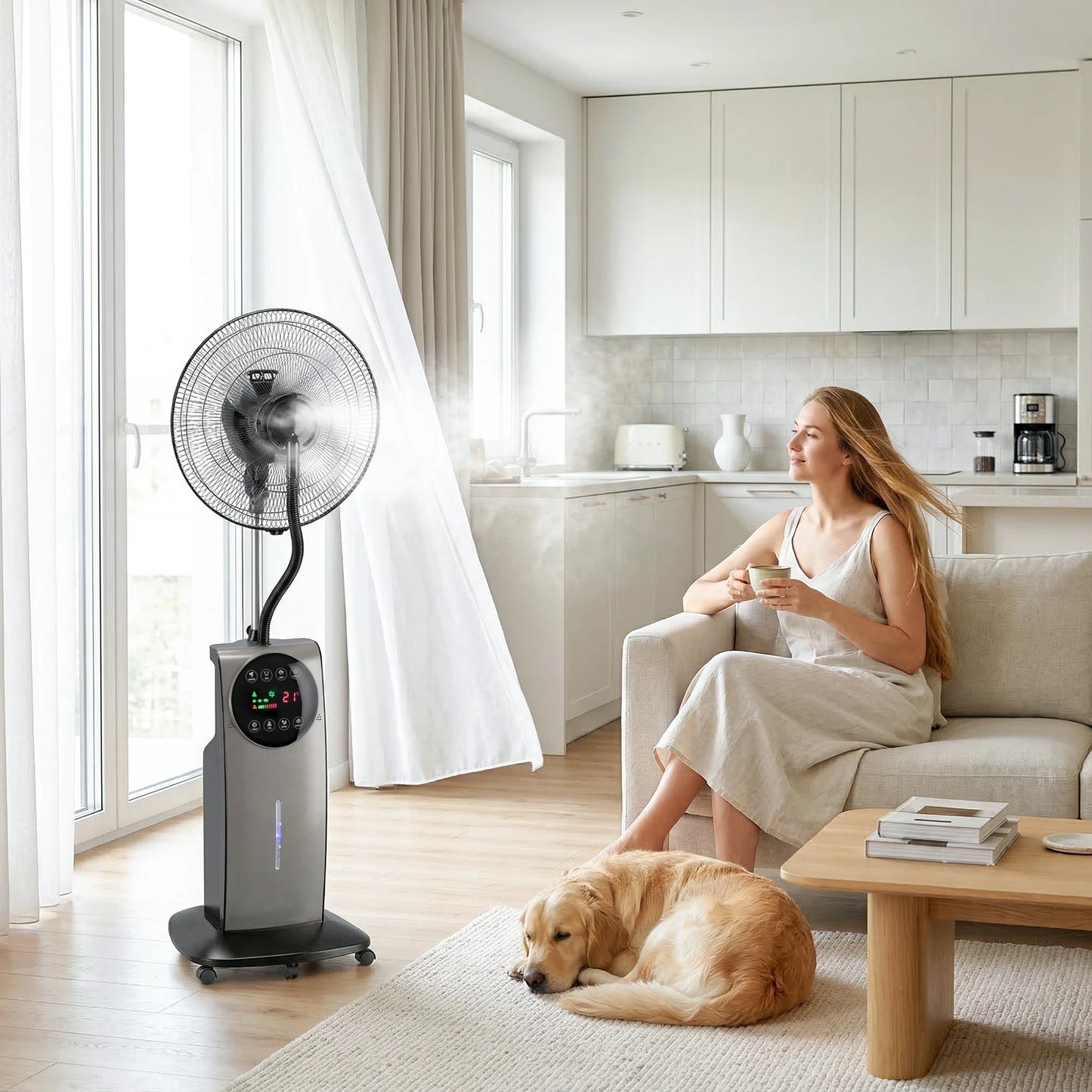 Misting Fan – Pedestal 16" Remote, Negative Ion, Patio